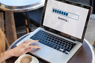 latest software update on computer screen, updating, upgrade concept