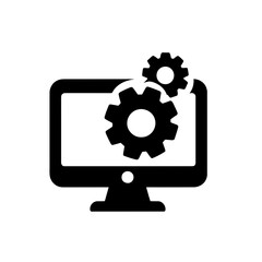 silhouette icon Gear and Computer vector SVG