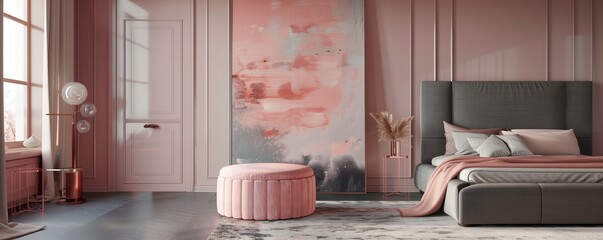 A luxury bedroom with walls in a soft