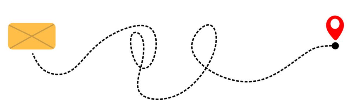 Notification send letter with dushed line icon illustration