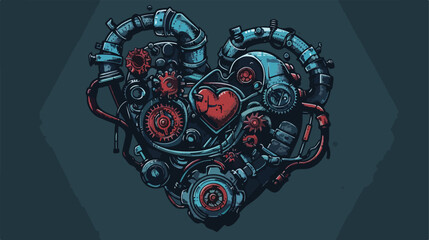 Mechanical heart. Machine heart love motor industrial