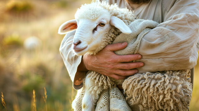 Jesus recovered the lost sheep carrying it in his arm	
