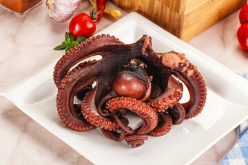 Boiled delicous Octopus in the bowl