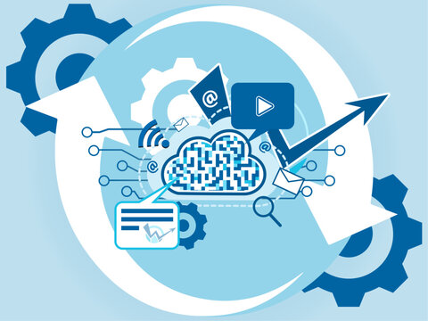 Cloud computing - automation - 4.0  Industry - Vector - Editable Art  