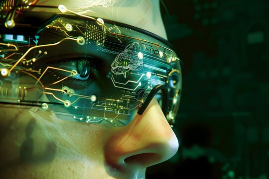 Sleek Photo of Chip Implant Technology Linking Brain to Computer in Visionary Concept of Unique Digital Enhancement and Bionic Connectivity