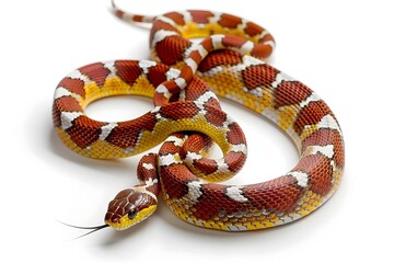 Obraz premium Photo of Corn Snake Coiled on White Background