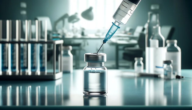Pr&eacute;paration d'un vaccin avec une seringue