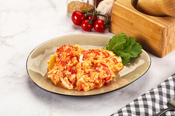 Shakshuka with tomato for breakfast