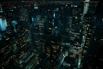 Bird’s Eye View of a Vibrant City at Night