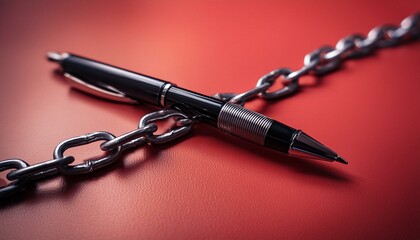 Chained pen red color background