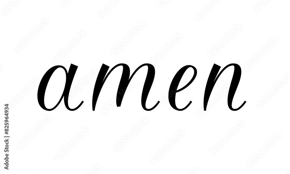 Poster amen - simple lettering design illustration isolated on transparent background - vector text