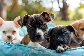 Obraz premium Caring for Furry Friends The Joy of Volunteering at Animal Shelters with Children