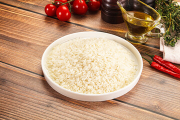 Dry Arborio rice for risotto
