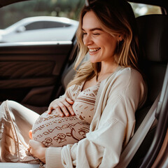 Pregnant Woman Cherishing the Moments of a Road Trip