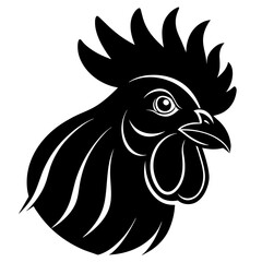 Rooster head logo icon silhouette vector art illustration
