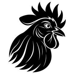 Rooster head logo icon silhouette vector art illustration