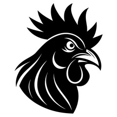 Rooster head logo icon silhouette vector art illustration