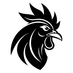Rooster head logo icon silhouette vector art illustration