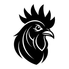 Rooster head logo icon silhouette vector art illustration