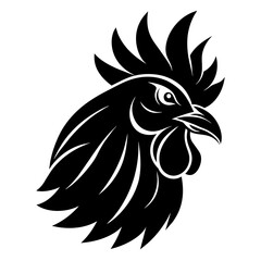 Rooster head logo icon silhouette vector art illustration