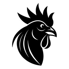 Rooster head logo icon silhouette vector art illustration