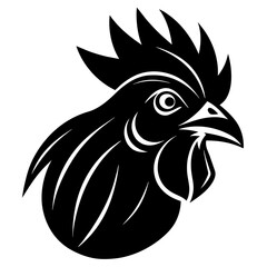 Rooster head logo icon silhouette vector art illustration