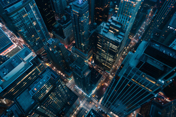 Fototapeta premium Bird’s Eye View of a Vibrant City at Night