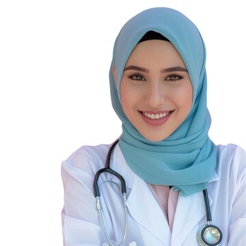A muslim young woman doctor portrait isolated