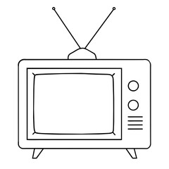 vector image of a flat-screen TV in outline style