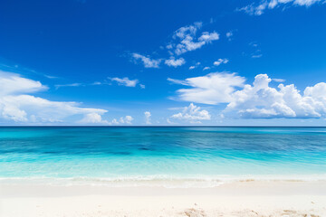 Obraz premium Sunny Beach with Blue Sky and Ocean View