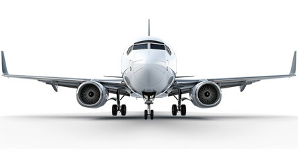 Fototapeta premium Flying airplane on white background. 