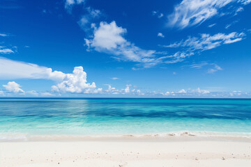 Fototapeta premium Sunny Beach with Blue Sky and Ocean View