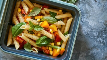 Lunchbox with Baby Corn Pasta