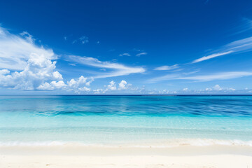Sunny Beach with Blue Sky and Ocean View
