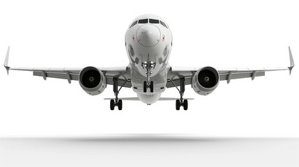 Fototapeta premium Flying airplane on white background. 