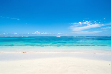 Sunny Beach with Blue Sky and Ocean View