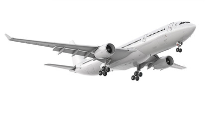 Obraz premium Flying airplane on white background. 