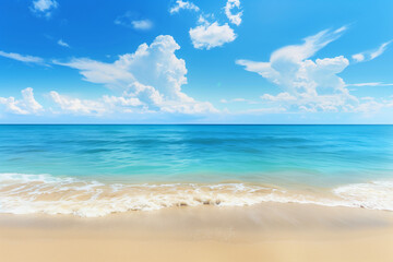Fototapeta premium Sunny Beach with Blue Sky and Ocean View