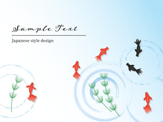 金魚と水草の和風のフレームデザイン1