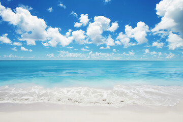 Fototapeta premium Sunny Beach with Blue Sky and Ocean View