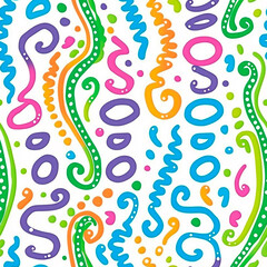 Obraz premium Colorful abstract pattern with playful squiggles, perfect for seamless designs and decoration, providing a fun and lively aesthetic