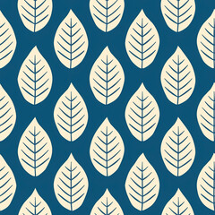 A blue and white leaf pattern is repeated in a row