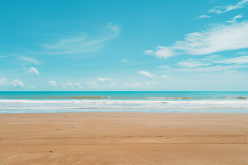 Fototapeta premium Sunny Beach with Blue Sky and Ocean View