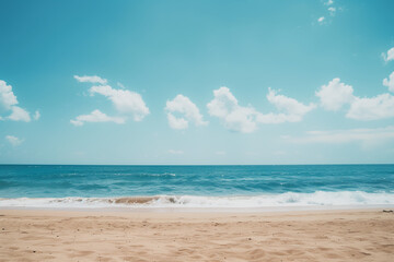 Sunny Beach with Blue Sky and Ocean View