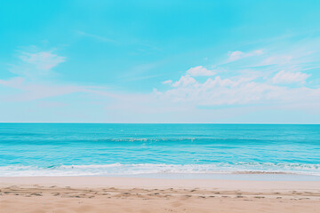 Fototapeta premium Sunny Beach with Blue Sky and Ocean View