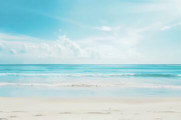 Obraz premium Sunlit Beach with Blue Sky and Ocean View