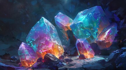 Enchanting Opal Praline Fantasy:Iridescent Gems in a Hidden Otherworldly Realm