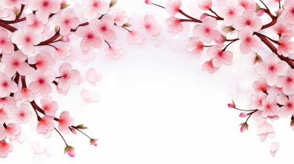 Fototapeta premium Frame of Sakura Cherry Blossoms Spring flower of Japan white background