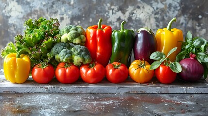 Bountiful Harvest of Fresh and Flavorful Vegetables Arranged on a Rustic Wooden Surface