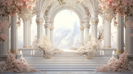 Naklejka premium pillared building with floral decoration